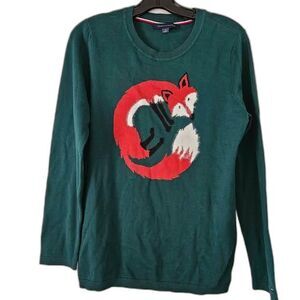 TOMMY HILFIGER Fuzzy Fox Green pull Over Sweater Medium